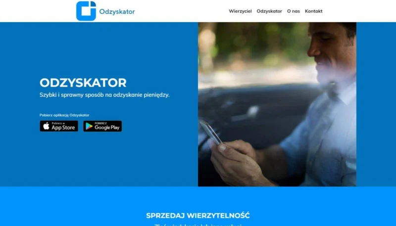 Strona Odzyskator — ekran główny