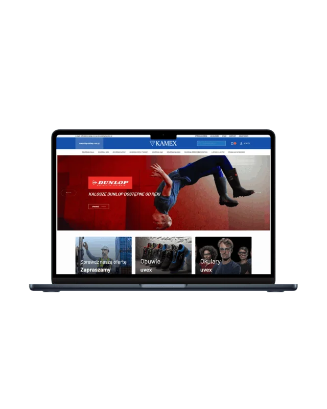 Sklep BHP — widok na laptopie
